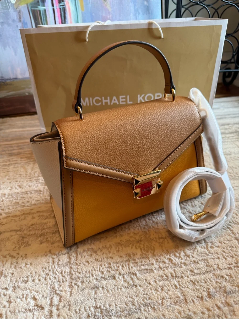 Michael Kors Whitney Medium Flap Top Handle Crossbody Bag+ Matching Wallet